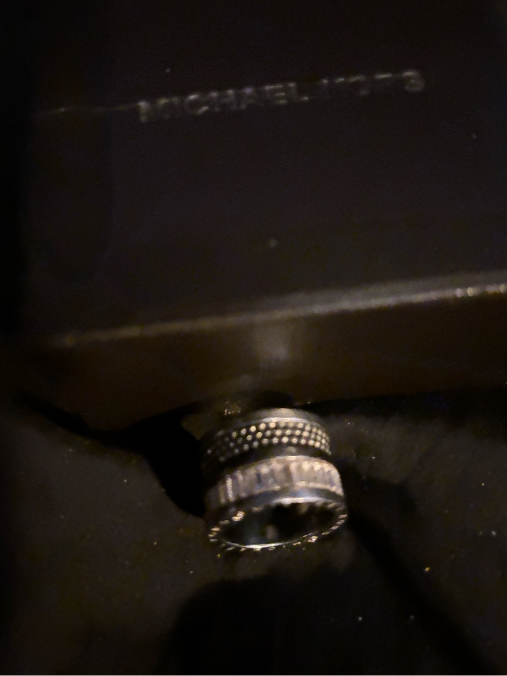 Michael Kors Stainless Steel Ring with rhinestone and black gems